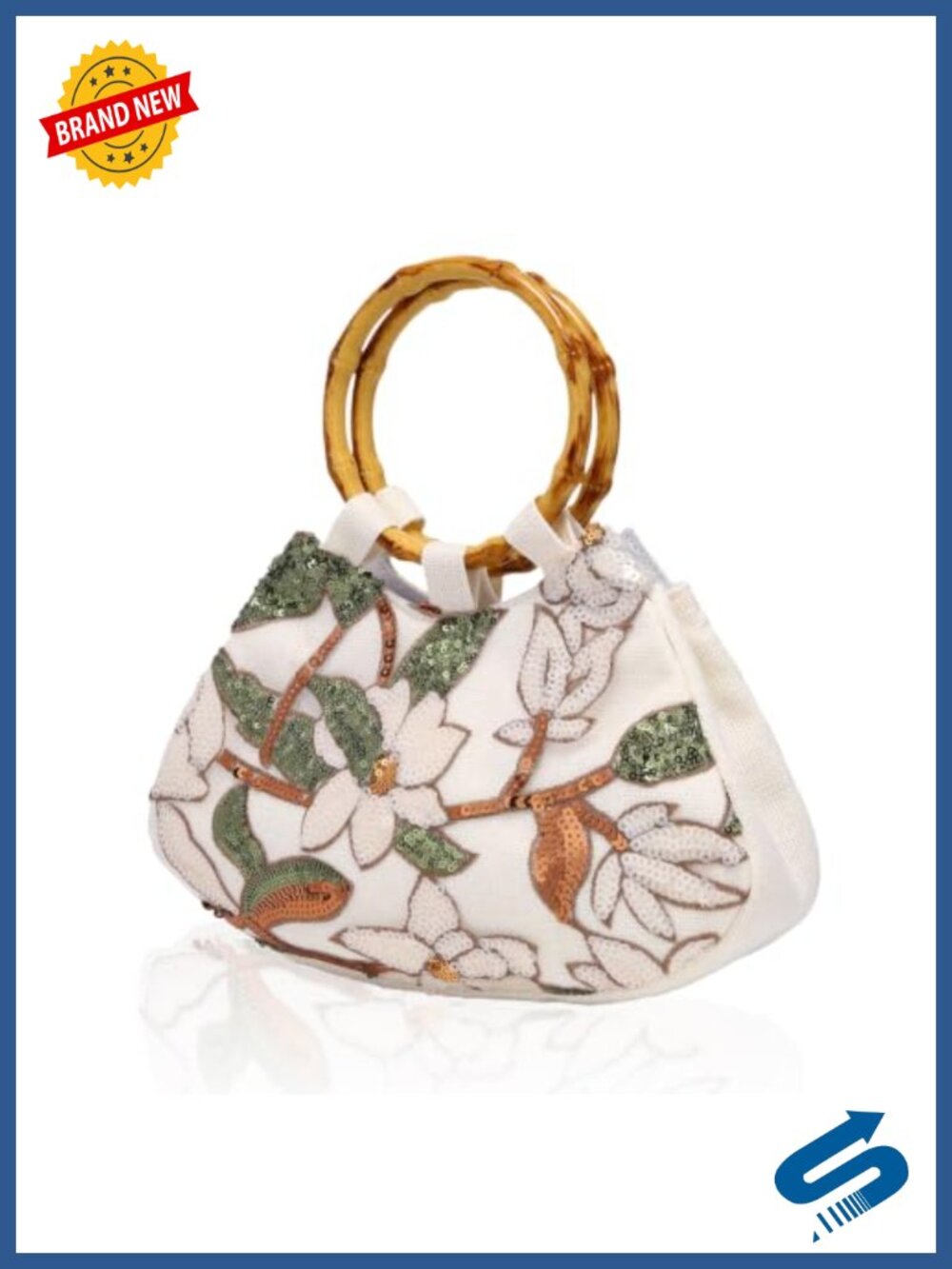 Beaded Floral Clutch Large Evening Bag for Wedding Party